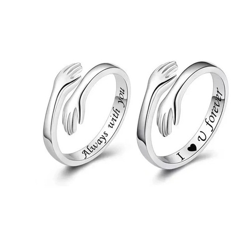 925 sterling silver hug - silver, ring